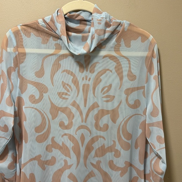 AFRM Light Blue & Cream Long Sleeve Mesh Maxi Dress - Picture 2 of 6